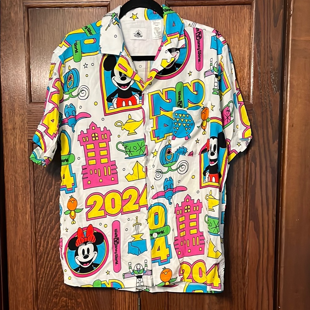Disney unisex Colorful Graphic Button Down Shirt